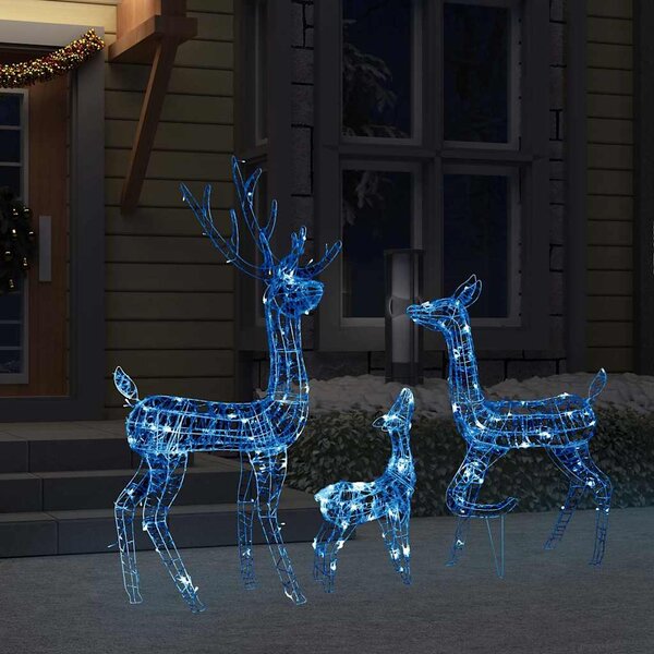 Vánoční dekorace akrylová sobí rodinka 300 LED modrá 329795