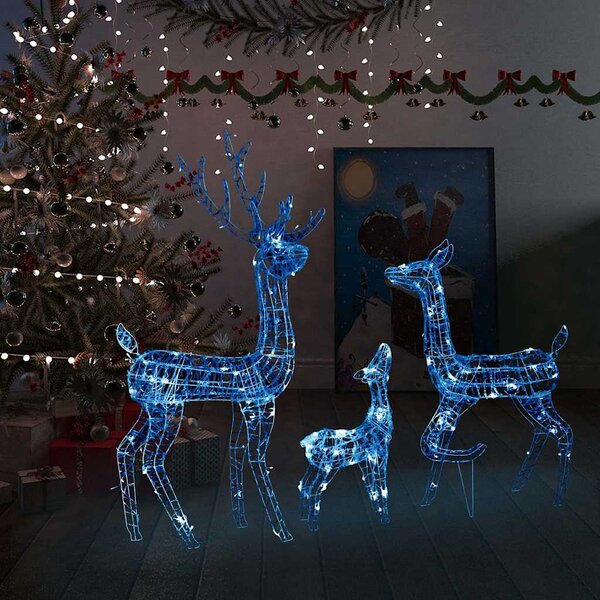 Vánoční dekorace akrylová sobí rodinka 300 LED modrá 329795