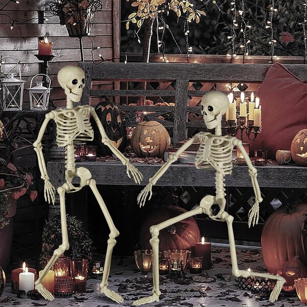 Dekorace HALLOWEEN Kostra člověka Kostlivec Pohyblivá Lebka 94 Cm