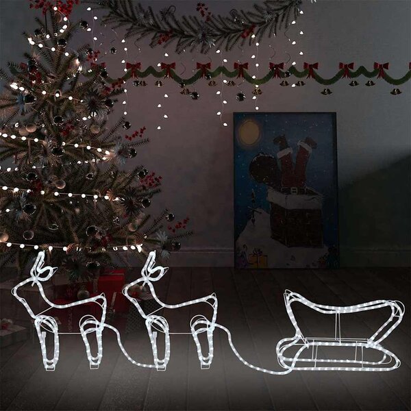 Vánoční dekorace sobi a sáně venkovní 576 LED diod 329811