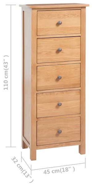 Vysoká komoda se zásuvkami 45x32x110 cm masivní dubové dřevo 329924