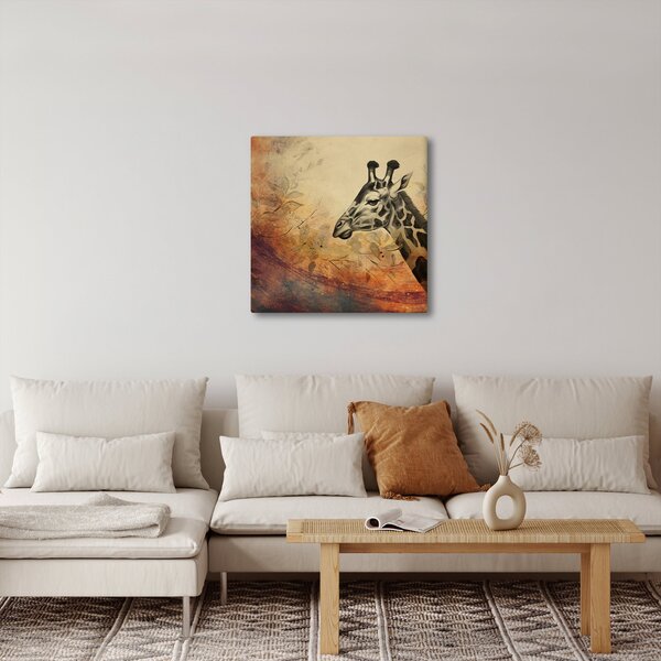 Obraz - Žirafa, malba (30x30 cm)