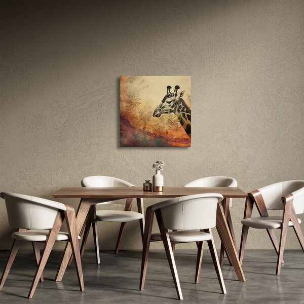 Obraz - Žirafa, malba (30x30 cm)