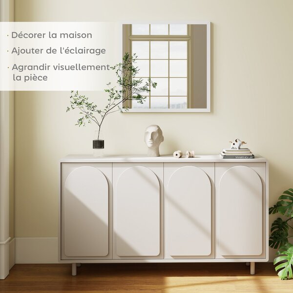 HOMCOM čtvercové zrcadlo 50 × 50 cm – bílý MDF rám | Aosom