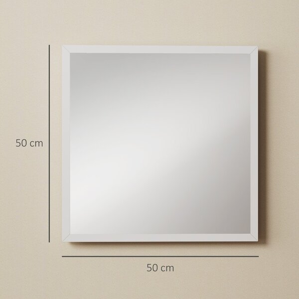 HOMCOM čtvercové zrcadlo 50 × 50 cm – bílý MDF rám | Aosom