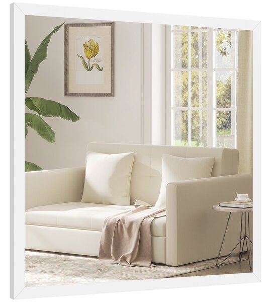 HOMCOM čtvercové zrcadlo 50 × 50 cm – bílý MDF rám | Aosom