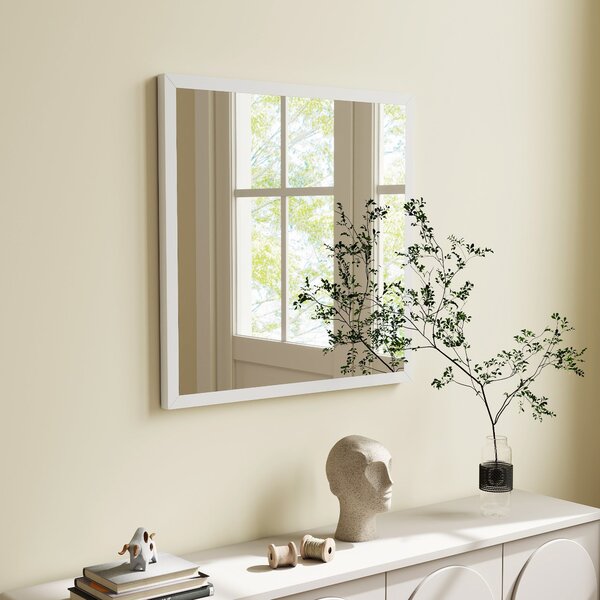 HOMCOM čtvercové zrcadlo 50 × 50 cm – bílý MDF rám | Aosom