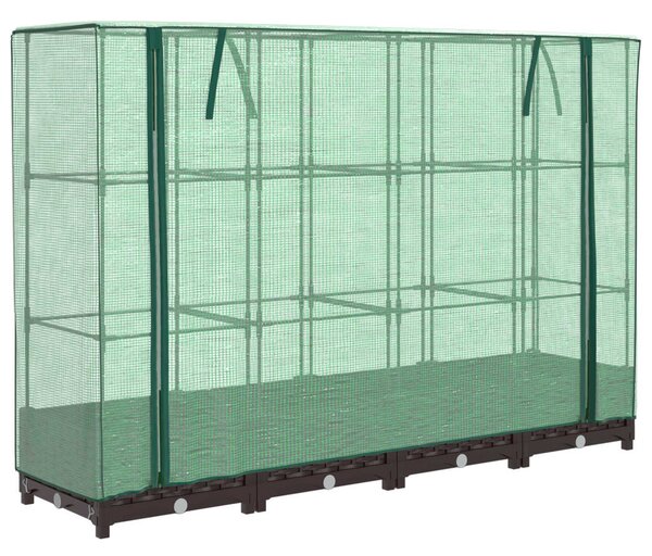 Vyvýšený záhon se skleníkem ratanový vzhled 160 x 40 x 123 cm