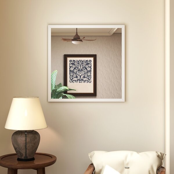 HOMCOM čtvercové zrcadlo 50 × 50 cm – bílý MDF rám | Aosom