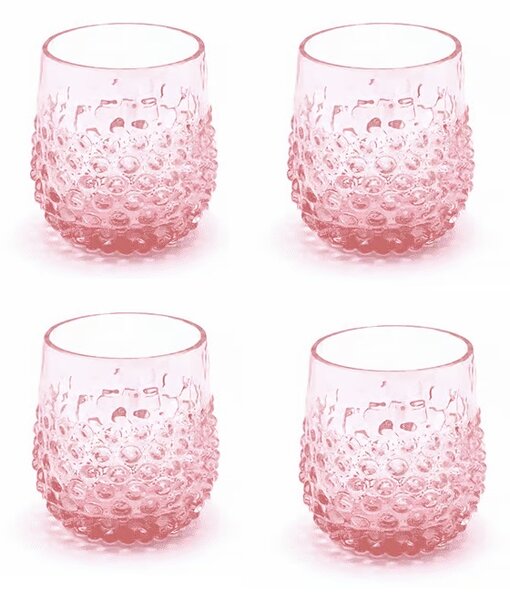 Sada ručně foukaných sklenic 4 ks Růžová 200 ml