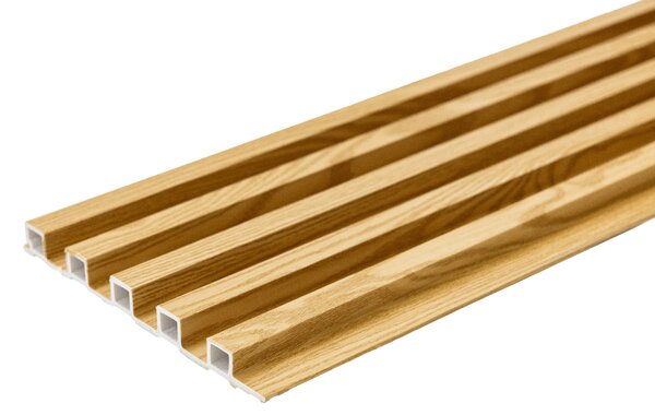 WPC Obkladový panel - Lamela vystouplá, Světle hnědá, 2900x210x20 mm