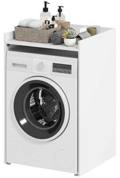 HOMCOM koupelnová skříňka na pračku s otevřenou policí — úsporná prádelní nika 64 × 60 × 97,5 cm, bílá | Aosom