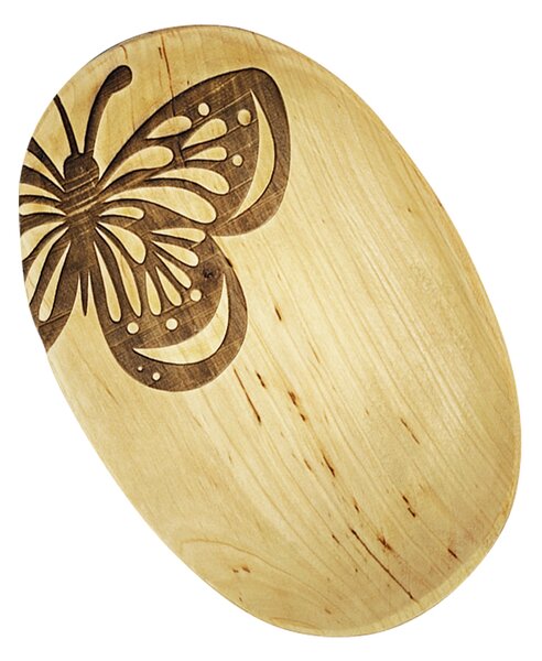 AMADEA Dřevěný servírovací podnos motýl, masivní dřevo, 22 cm