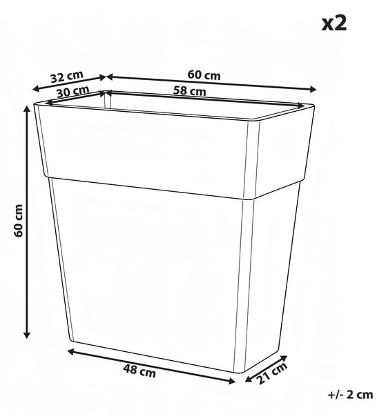 Sada 2 květináčů NIGELLIA 42 cm Krémově bílá