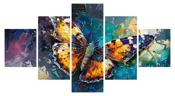 Obraz - Motýl, olejomalba (125x70 cm)