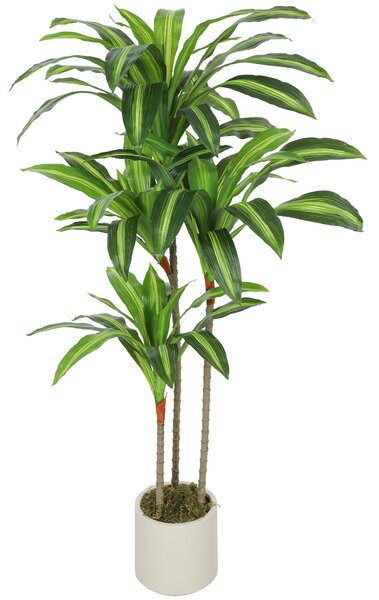 HOMCOM umělá Dracaena s nastavitelnými větvemi, bílý PP květináč s cementovou zátěží – listy PEVA, dřevěný kmen, 60 × 40 × 120 cm | Aosom