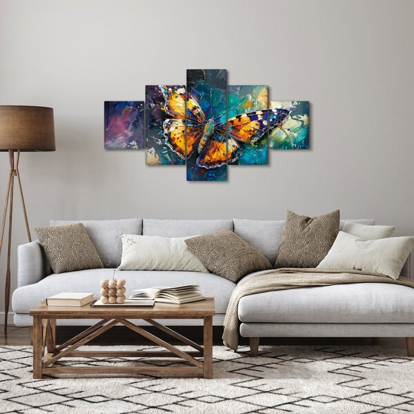Obraz - Motýl, olejomalba (125x70 cm)