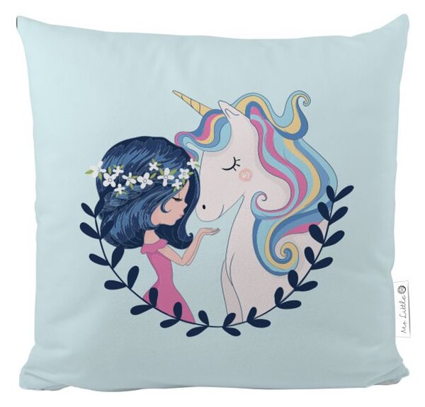 Povlak na polštář girl and unicorn, bavlněný satén