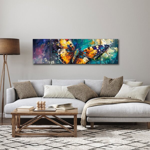 Obraz - Motýl, olejomalba (170x50 cm)