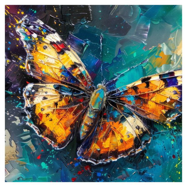 Obraz - Motýl, olejomalba (30x30 cm)