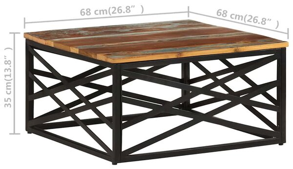 Konferenční stolek 68 x 68 x 35 cm masivní recyklované dřevo 330075