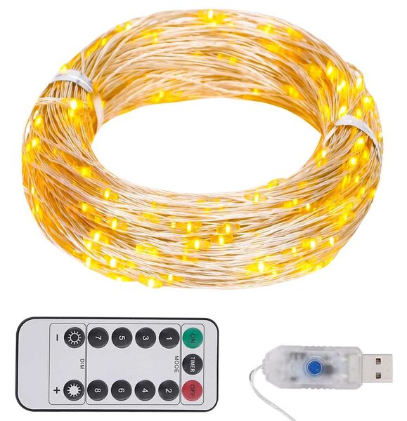 Světelný LED řetěz se 150 LED diodami teplý bílý 15 m 330048