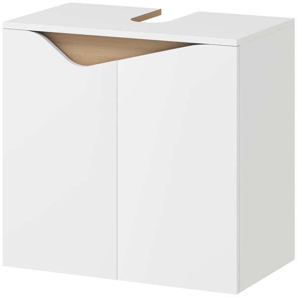 HOMCOM podumyvadlová skříňka s tlumeným dovíráním, bílá/přírodní dekor — 60 × 35 × 57,9 cm (23,6 × 13,8 × 22,8 palce) | Aosom