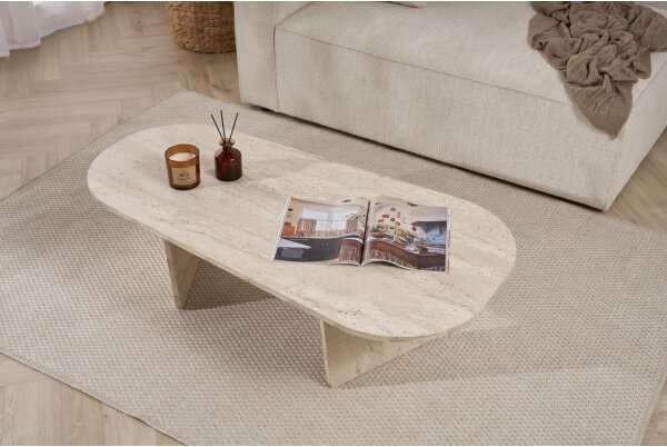 Konferenční stolek ROND 130x65 cm béžová
