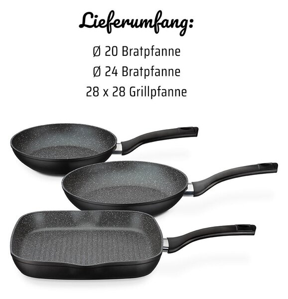 SADA PÁNVÍ povrch Vitaflon® Quarzit 3dílné 20+24+28 cm GSW - Online Only vaření, Online Only