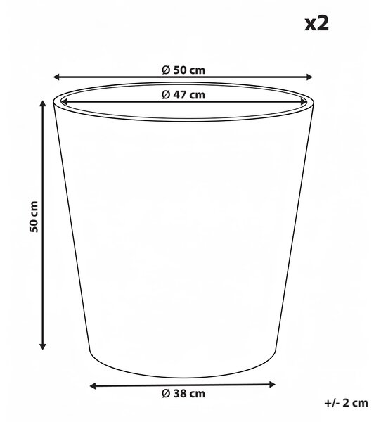 Sada 2 květináčů ARMERIA 50 cm Bílá