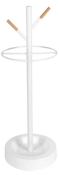 Select Time Bílý kovový stojan na deštníky Fureo, dřevěný detail