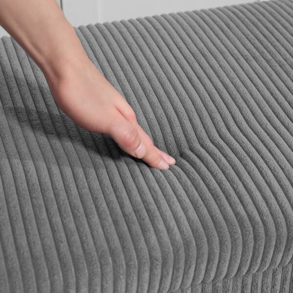 HOMCOM manšestrová lavice s úložným prostorem 84 l s víkem, šedá — 112 × 42 × 40 cm | Aosom