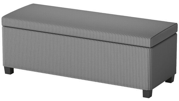 HOMCOM manšestrová lavice s úložným prostorem 84 l s víkem, šedá — 112 × 42 × 40 cm | Aosom