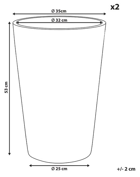 Sada 2 květináčů MEUM 35 cm Bílá