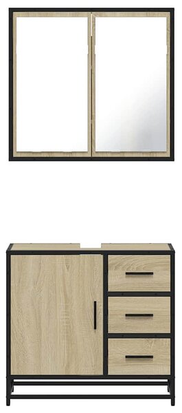 2dílný set koupelnového nábytku dub sonoma kompozitní dřevo 3300896