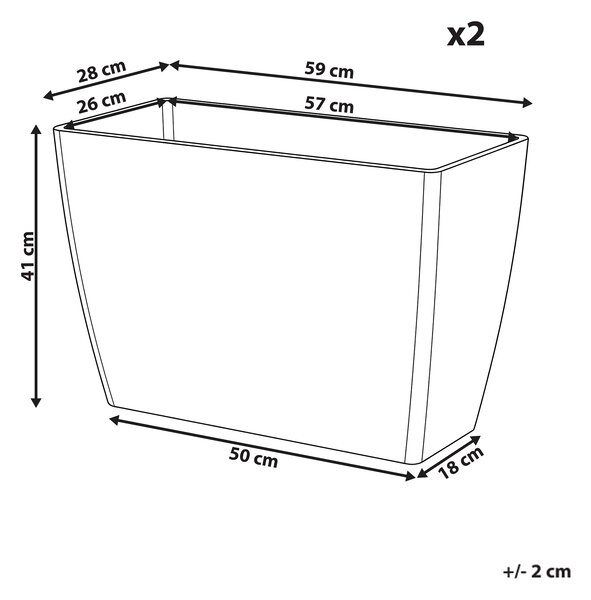 Sada 2 květináčů SILENEV 59 cm Světle šedá