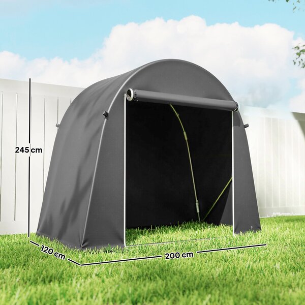 Outsunny voděodolný garážový stan 245 × 120 × 200 cm – přístřešek na kola, nepromokavý skladovací stan, pozinkovaný rám | Aosom