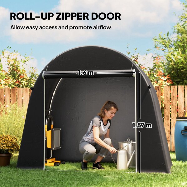 Outsunny voděodolný garážový stan 245 × 120 × 200 cm – přístřešek na kola, nepromokavý skladovací stan, pozinkovaný rám | Aosom