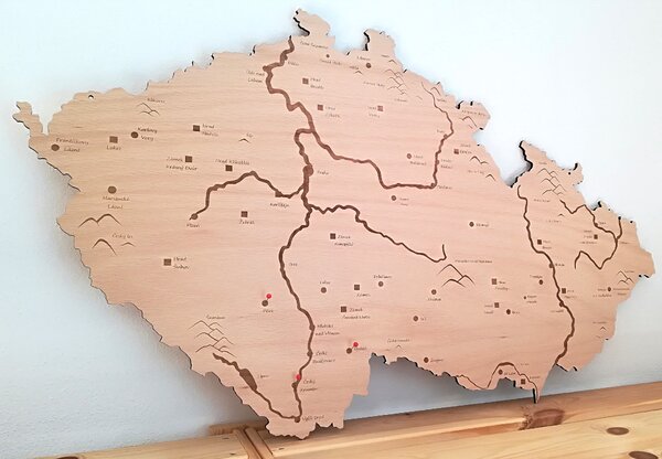 Dřevěná mapa České republiky