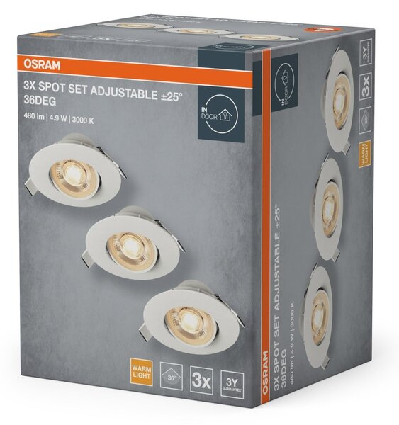 Vestavný LED reflektor nastavitelný plastová 830, teplá bílá, bílá