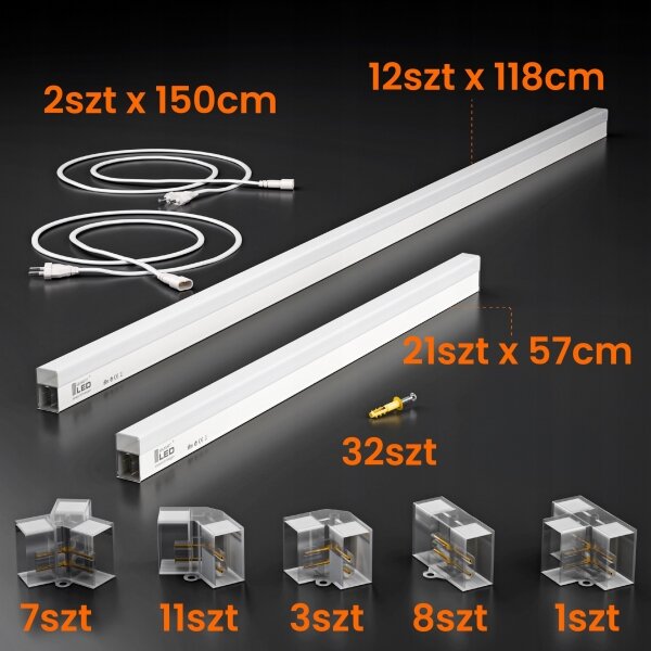 LED Stropní svítidlo LED/426W/85-265V 6500K 484x243 cm CRI 90 IP44 bílá