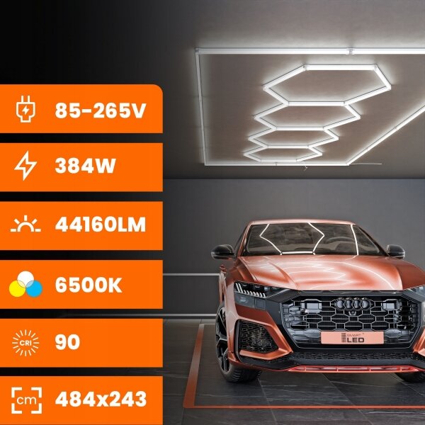 LED Stropní svítidlo LED/426W/85-265V 6500K 484x243 cm CRI 90 IP44 bílá