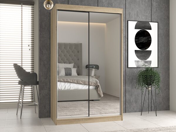 Šatní skříň s posuvnými dveřmi Igatossa 120 C (dub sonoma) (se zrcadlem)