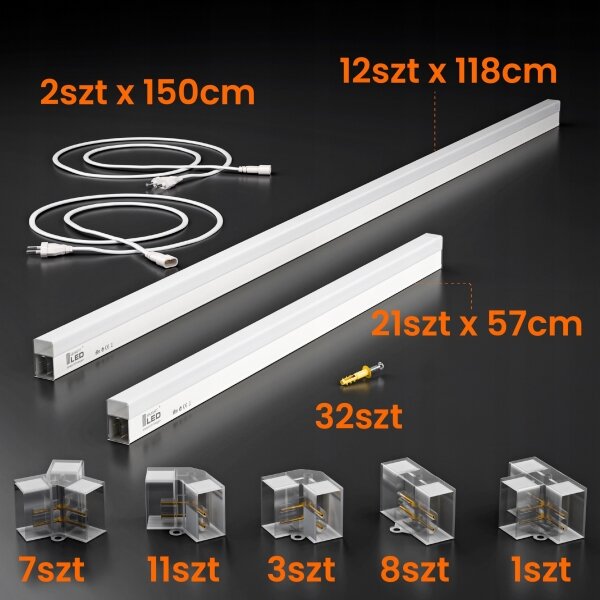 LED Stropní svítidlo LED/426W/85-265V 4000K 484x243 cm CRI 90 IP44 bílá