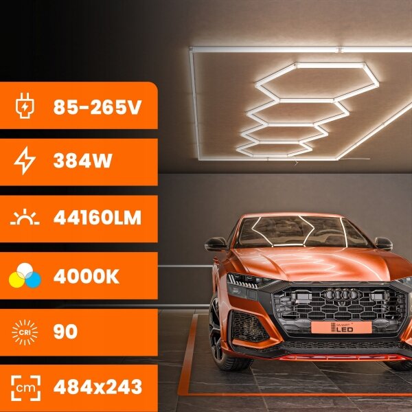 LED Stropní svítidlo LED/426W/85-265V 4000K 484x243 cm CRI 90 IP44 bílá