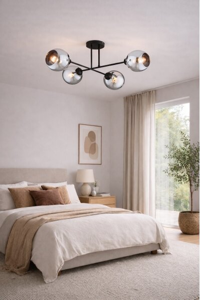 Brilagi - Přisazený lustr DIOR 4xE27/60W/230V černá/kouřová šedá