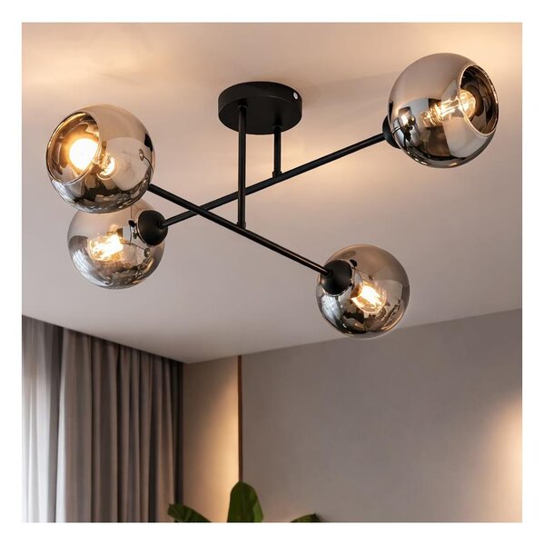 Brilagi - Přisazený lustr DIOR 4xE27/60W/230V černá/kouřová šedá