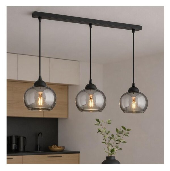 Brilagi - Lustr na lanku DIOR 3xE27/60W/230V černá/kouřová šedá