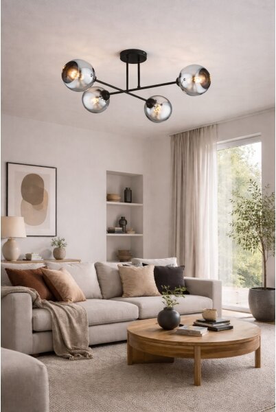 Brilagi - Přisazený lustr DIOR 4xE27/60W/230V černá/kouřová šedá