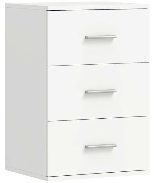 HOMCOM noční stolek s 3 zásuvkami, MDF, bílá | Aosom